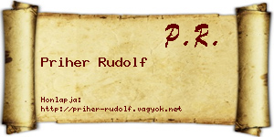 Priher Rudolf névjegykártya
